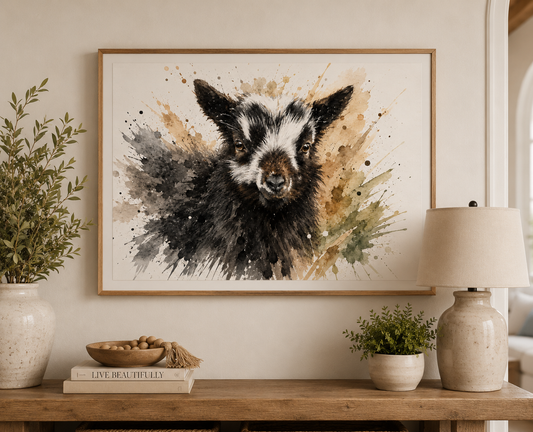 Wild Goat Kid Watercolour Print