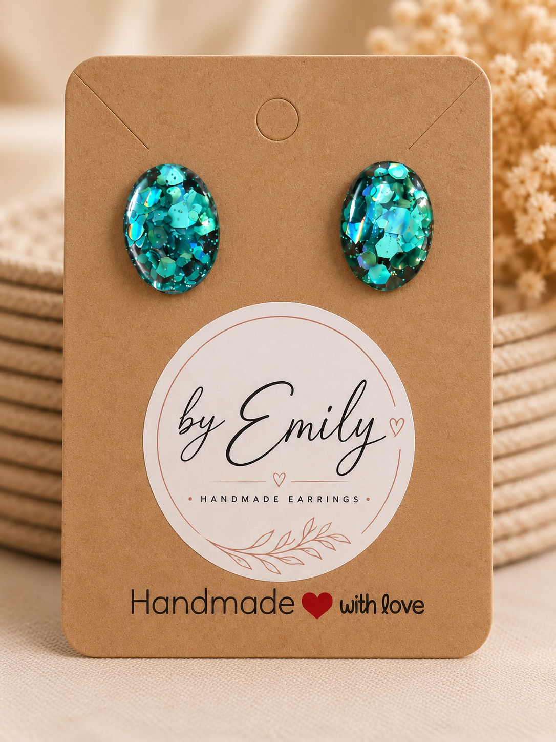 Oval Teal Sparkle