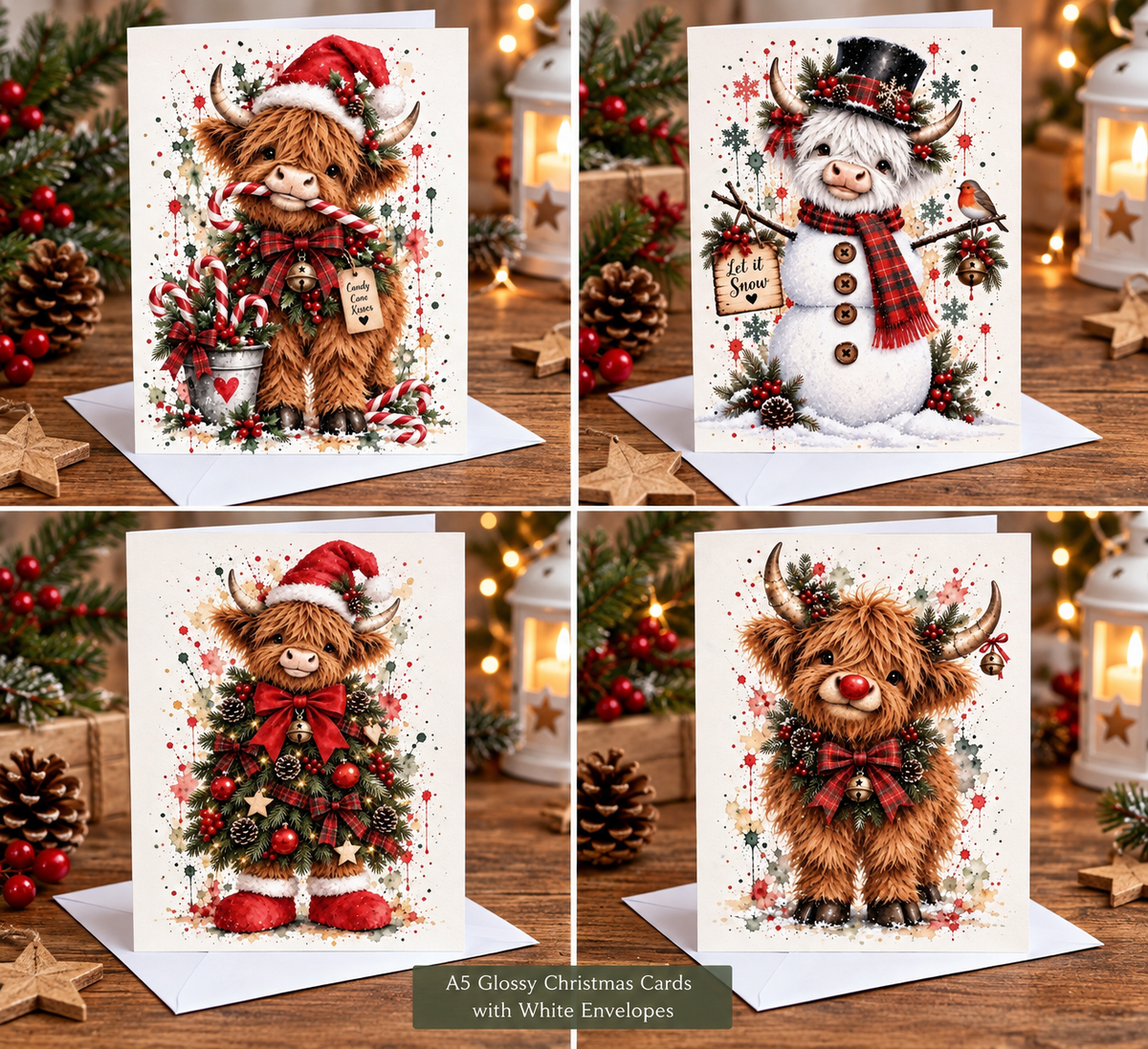 Highland Cow Christmas Card Pack