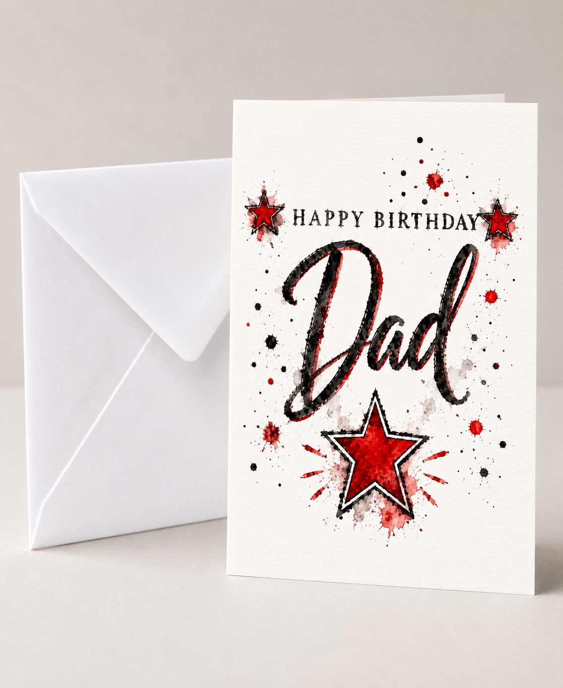 Black & Red Star Male Birthday Cards