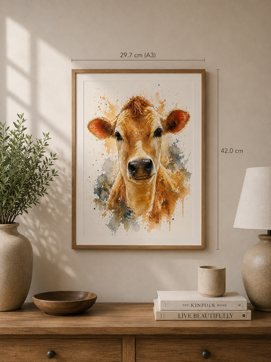 Jersey Cow Watercolour Print