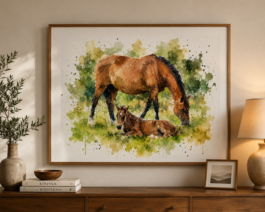 Horse & Foal Watercolour Print