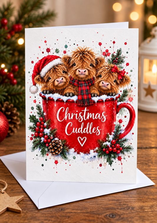 Christmas Cow Cuddles Card