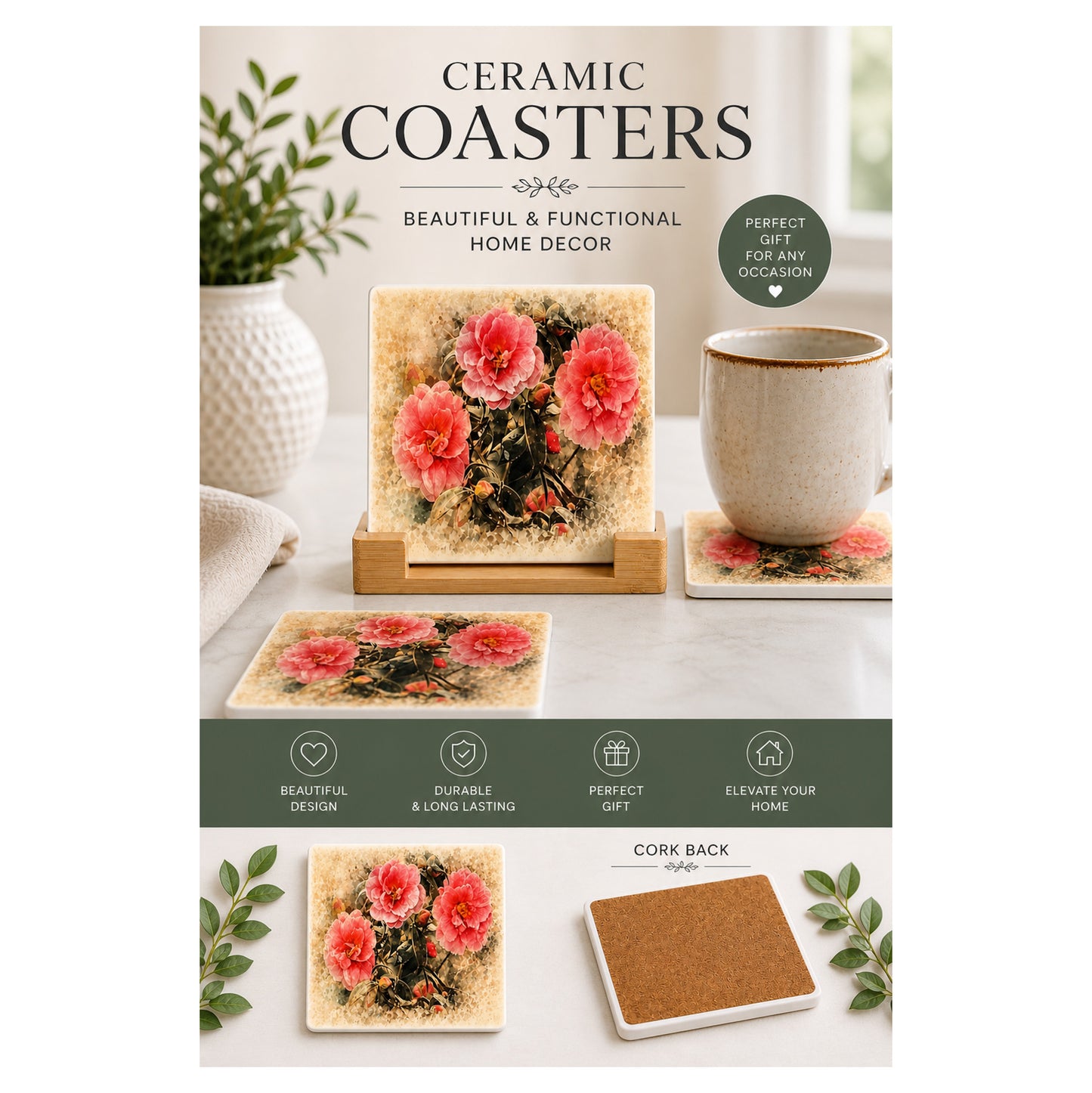 Camellia Ceramic Coaster