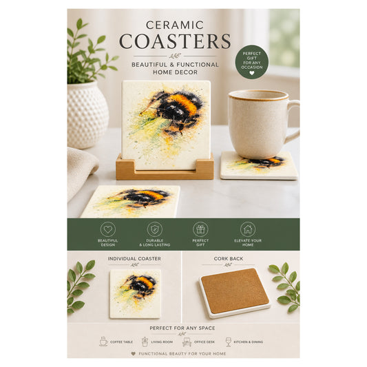 Bumblebee Ceramic Coaster