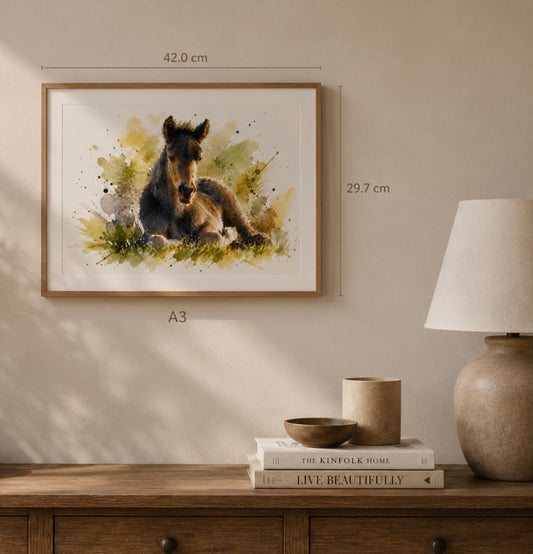 Horse Foal Watercolour Print