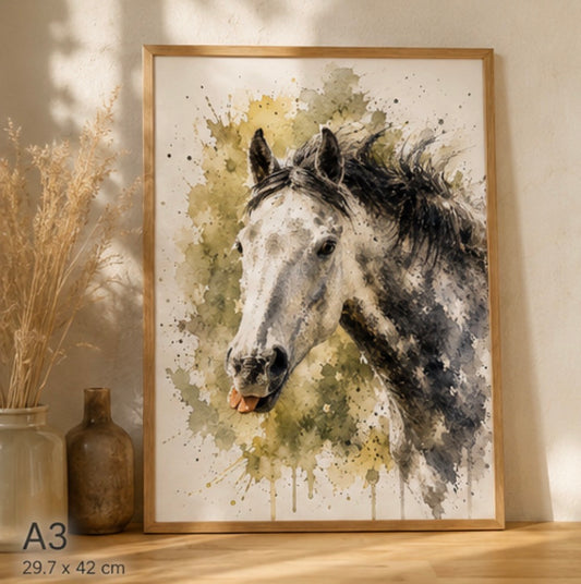 Dapple Grey Horse Watercolour Print