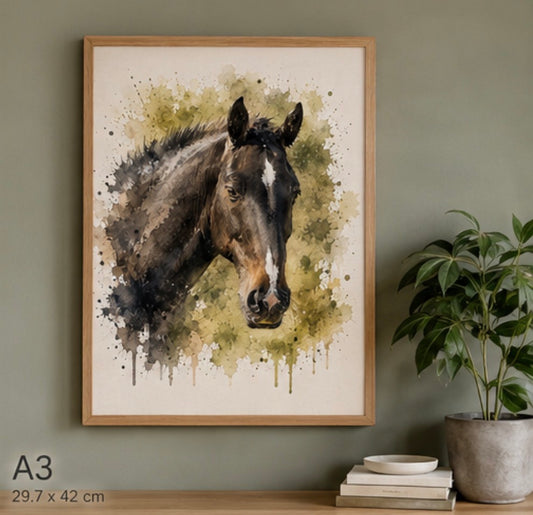 Watercolour Horse Portrait Print