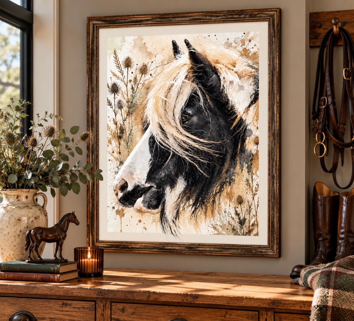 Black & White Cob Watercolour Print