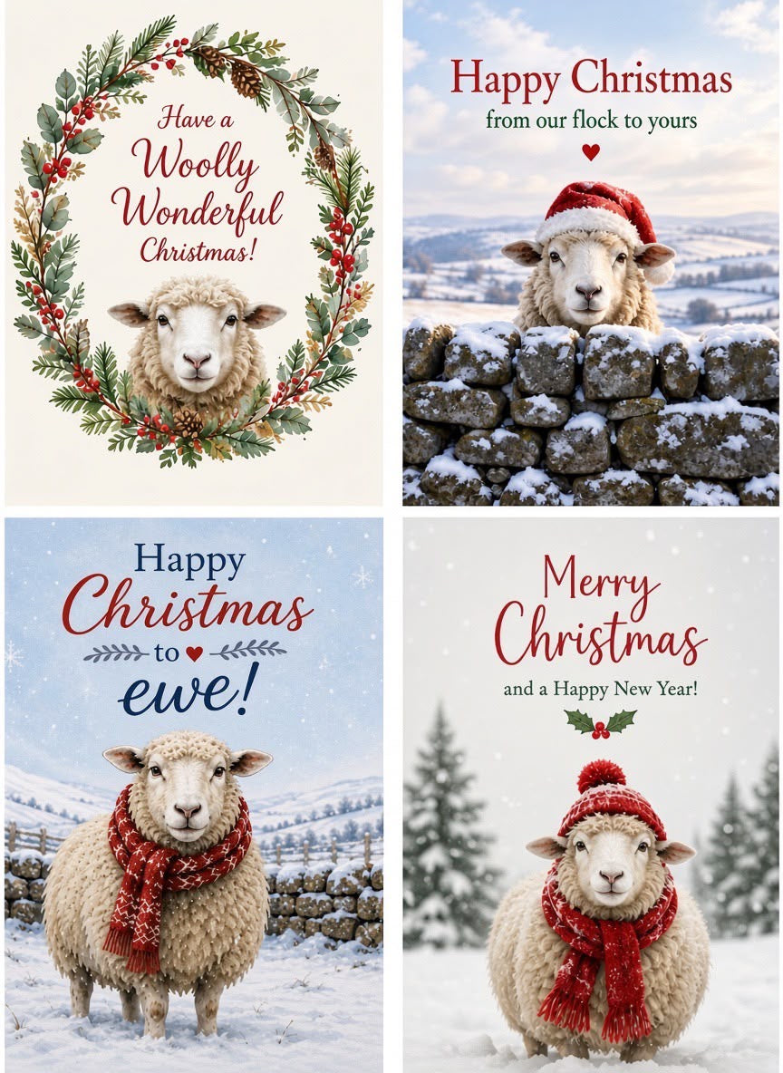 Sheep Themed Christmas Card Pack