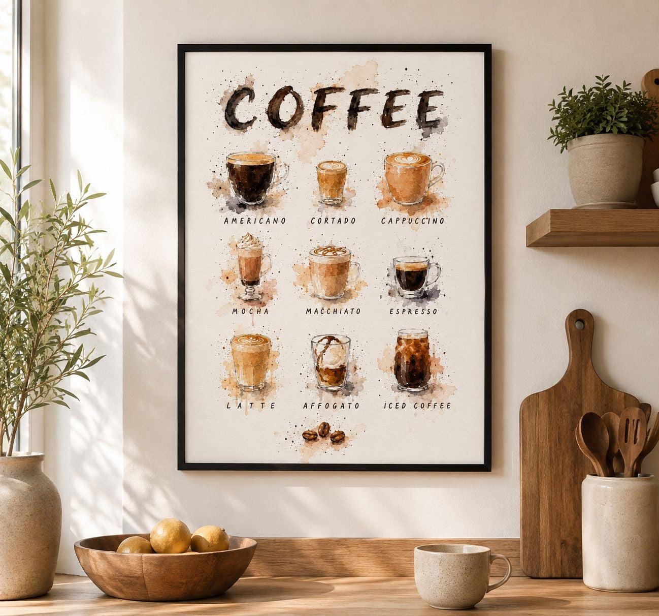 Watercolour Coffee Station Wall Art